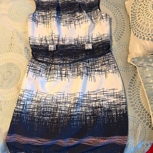 Emma & Michele Navy and White Midi Dress